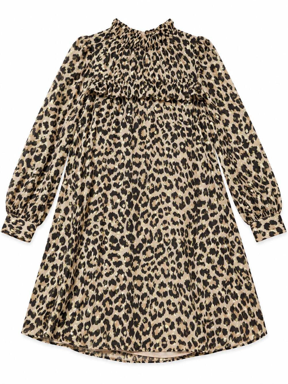 Kate Spade Leopard Dress Size 4 Gold Metallic Chiffon (q1)